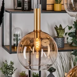 Grovsta Suspension, Boule lumineuse, Suspension Or, Noir, 3 lumières
