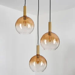 Grovsta Suspension, Boule lumineuse, Suspension Or, Noir, 3 lumières