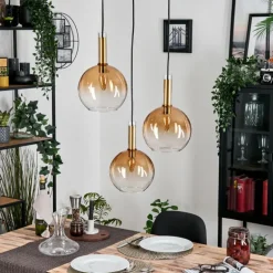 Grovsta Suspension, Boule lumineuse, Suspension Or, Noir, 3 lumières