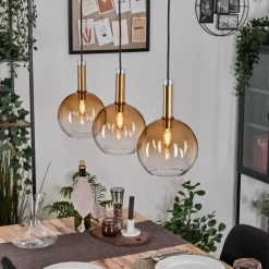 Grovsta Suspension, Boule lumineuse, Suspension Or, Noir, 3 lumières