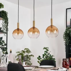 Grovsta Suspension, Boule lumineuse, Suspension Or, Noir, 3 lumières