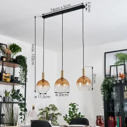 Grovsta Suspension, Boule lumineuse, Suspension Or, Noir, 3 lumières
