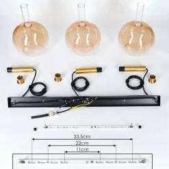 Grovsta Suspension, Boule lumineuse, Suspension Or, Noir, 3 lumières