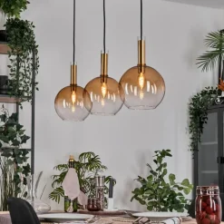 Grovsta Suspension, Boule lumineuse, Suspension Or, Noir, 3 lumières