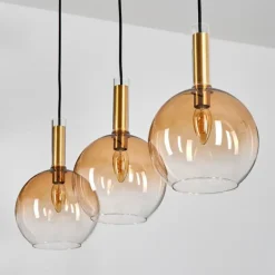 Grovsta Suspension, Boule lumineuse, Suspension Or, Noir, 3 lumières