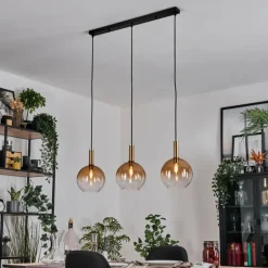 Grovsta Suspension, Boule lumineuse, Suspension Or, Noir, 3 lumières