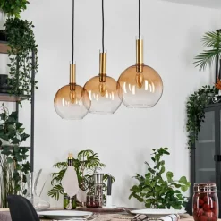 Grovsta Suspension, Boule lumineuse, Suspension Or, Noir, 3 lumières