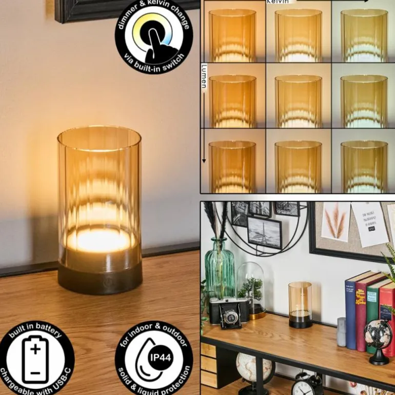 Grubbe Lampe de table d'extérieur, Lampe à poser LED Noir, 1 lumière