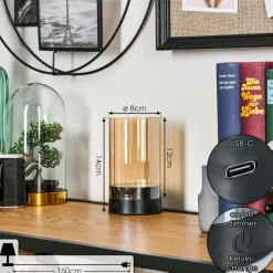 Grubbe Lampe de table d'extérieur, Lampe à poser LED Noir, 1 lumière