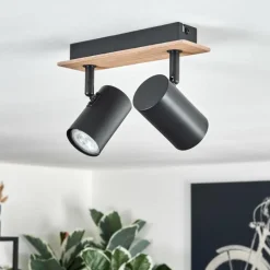 Guardais Plafonnier Brun, Couleur bois, Noir, 2 lumières