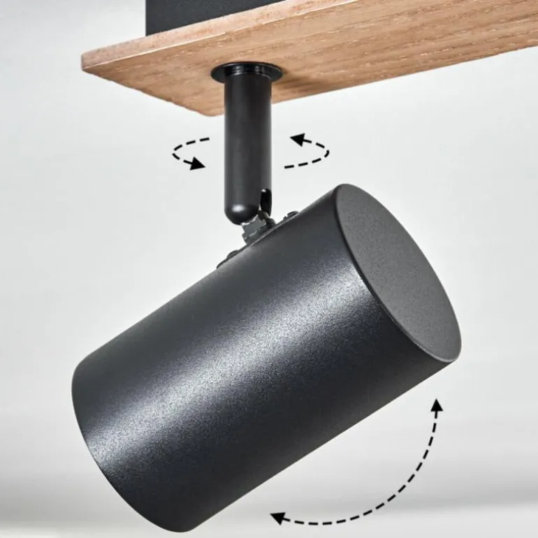 Guardais Plafonnier Brun, Couleur bois, Noir, 2 lumières