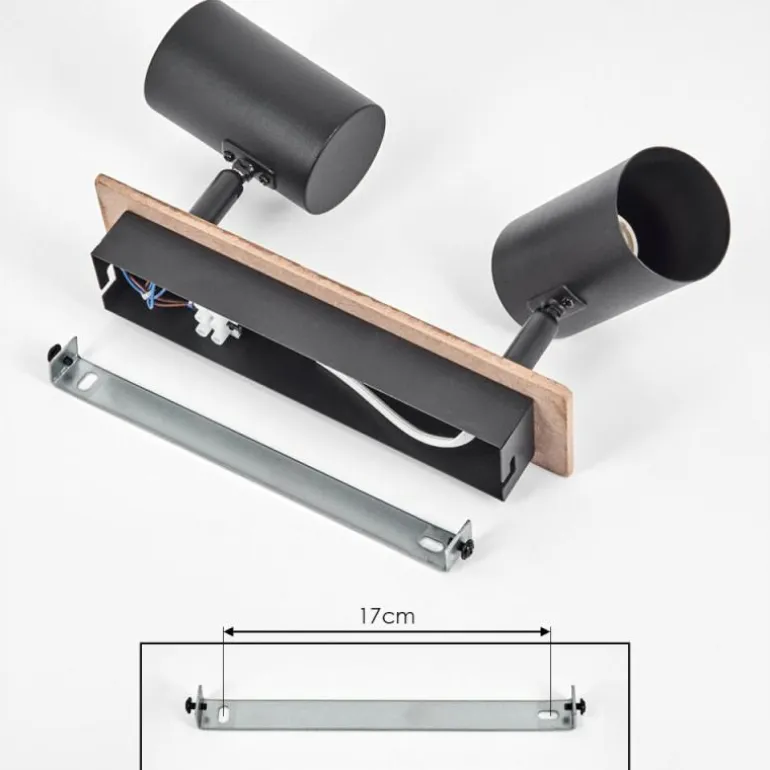 Guardais Plafonnier Brun, Couleur bois, Noir, 2 lumières