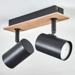 Guardais Plafonnier Brun, Couleur bois, Noir, 2 lumières