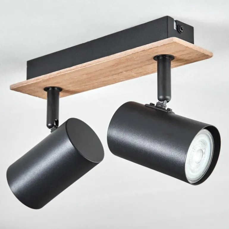 Guardais Plafonnier Brun, Couleur bois, Noir, 2 lumières