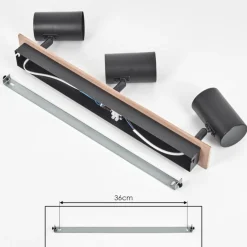 Guardais Plafonnier Brun, Couleur bois, Noir, 3 lumières