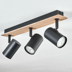 Guardais Plafonnier Brun, Couleur bois, Noir, 3 lumières