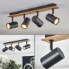 Guardais Plafonnier Brun, Couleur bois, Noir, 4 lumières