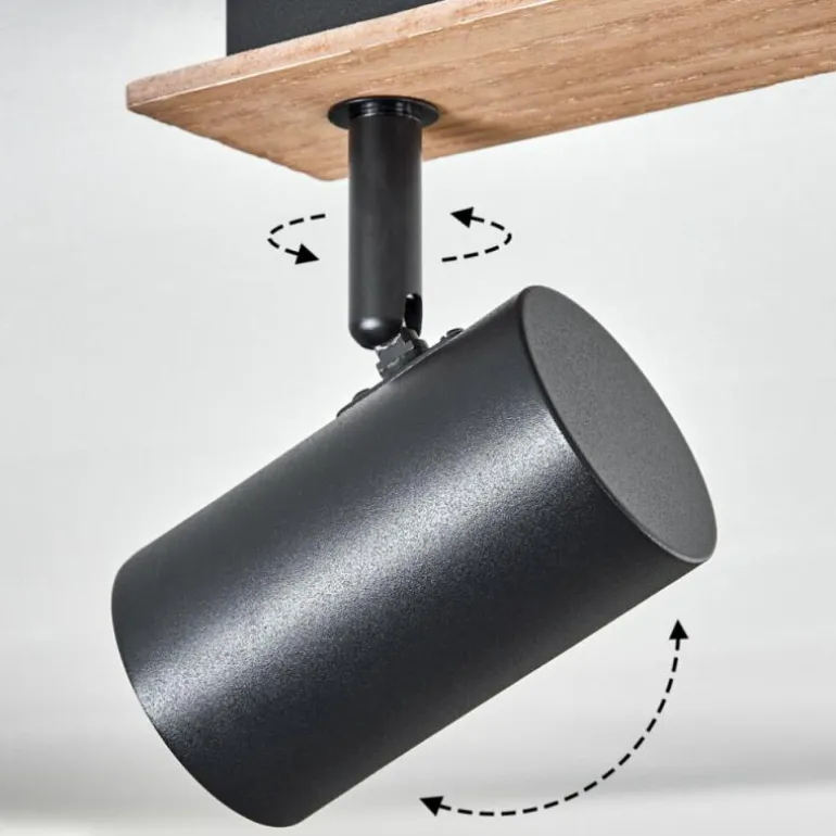 Guardais Plafonnier Brun, Couleur bois, Noir, 4 lumières