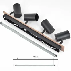 Guardais Plafonnier Brun, Couleur bois, Noir, 4 lumières