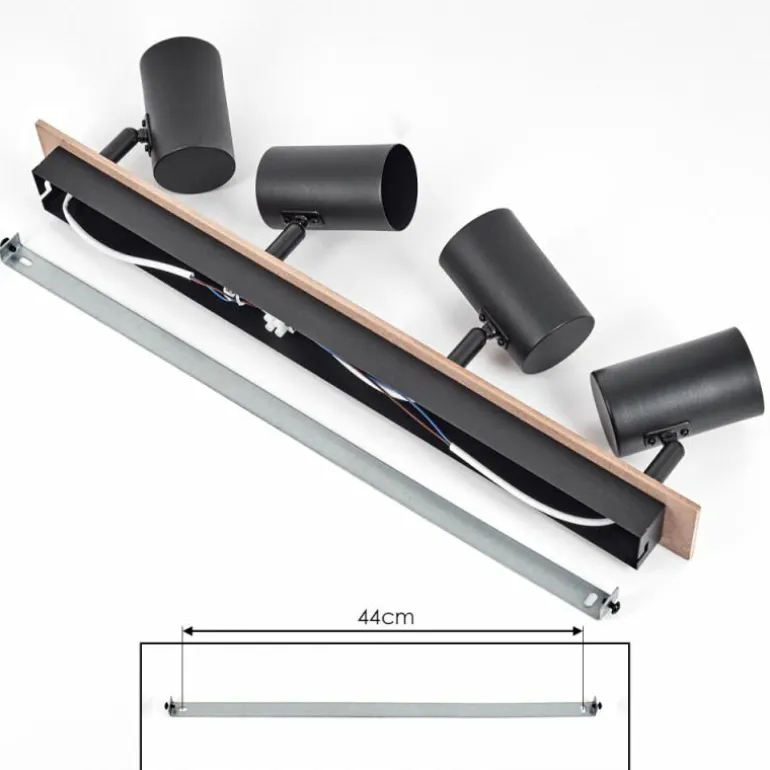 Guardais Plafonnier Brun, Couleur bois, Noir, 4 lumières