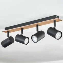 Guardais Plafonnier Brun, Couleur bois, Noir, 4 lumières