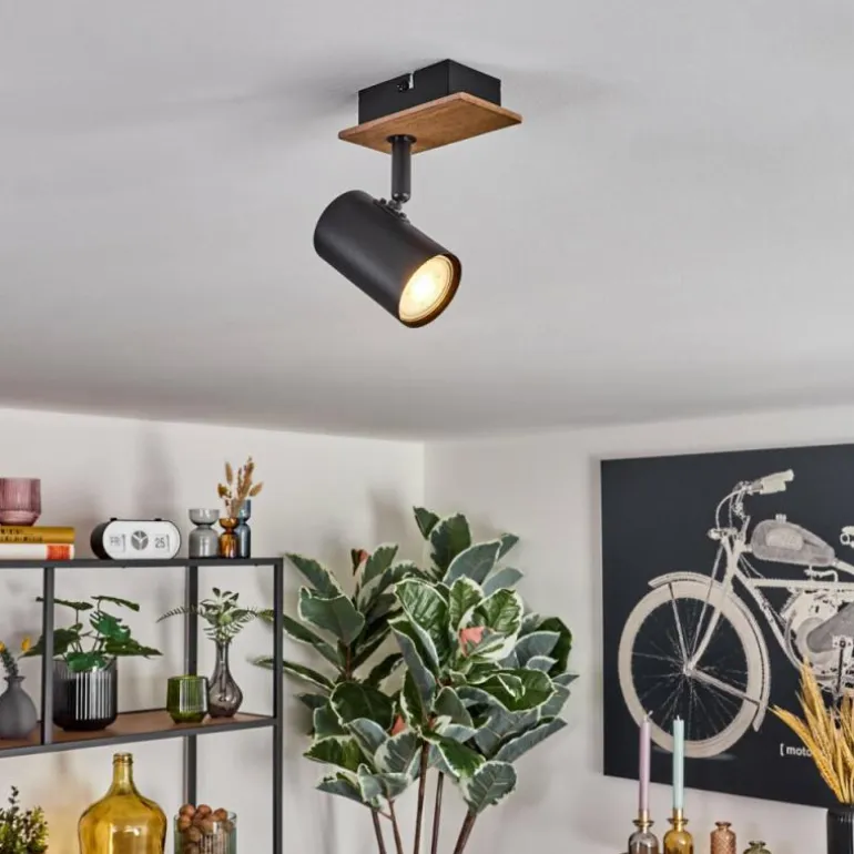 Guardais Plafonnier, Spot de plafond Brun, Couleur bois, Noir, 1 lumière