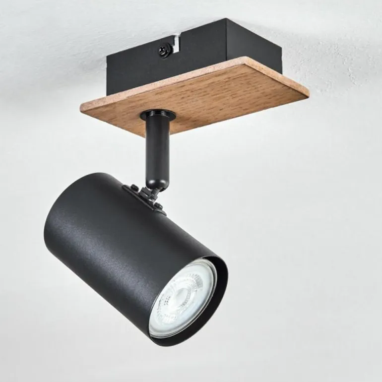 Guardais Plafonnier, Spot de plafond Brun, Couleur bois, Noir, 1 lumière