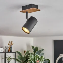 Guardais Plafonnier, Spot de plafond Brun, Couleur bois, Noir, 1 lumière