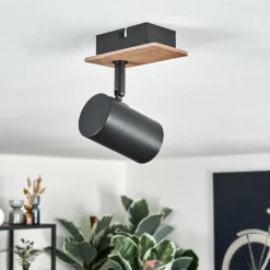 Guardais Plafonnier, Spot de plafond Brun, Couleur bois, Noir, 1 lumière