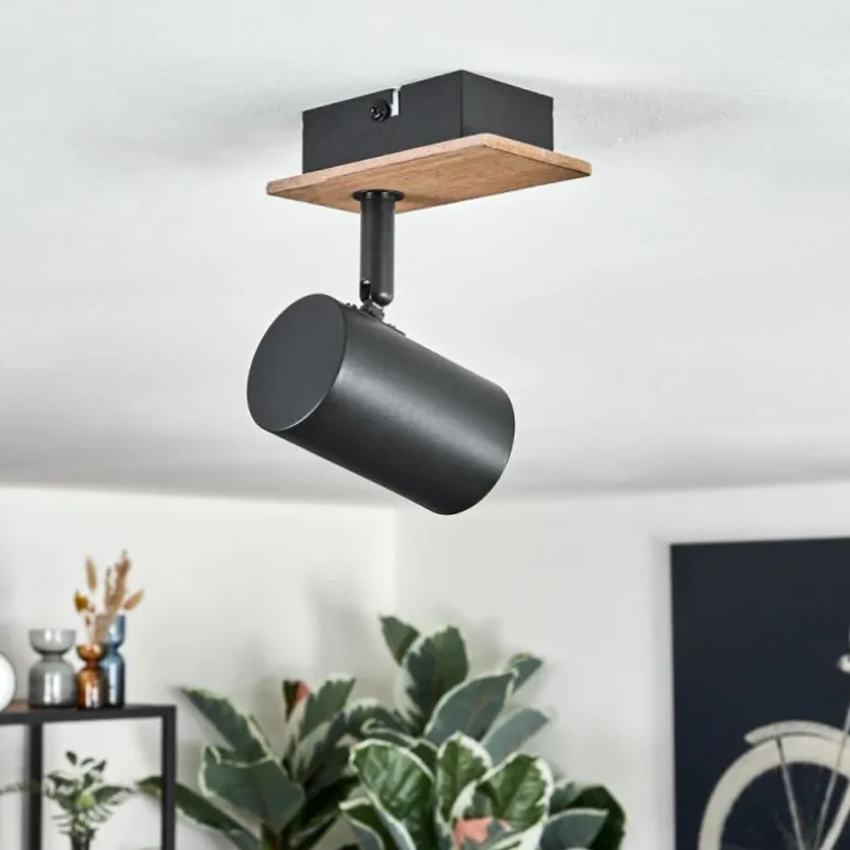 Guardais Plafonnier, Spot de plafond Brun, Couleur bois, Noir, 1 lumière