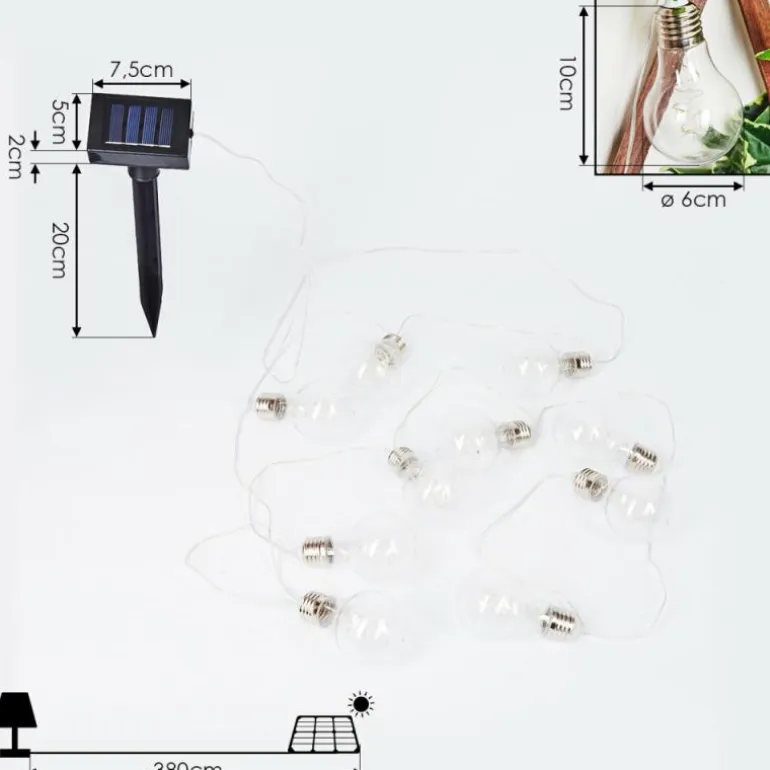 guirlande lumineuse solaire Markhus LED Transparent, 10 lumières