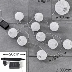 Guirlande solaire Redding LED Blanc, 10 lumières