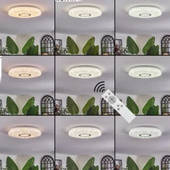 Hafdhem Plafonnier LED Argenté, 1 lumière, Télécommandes