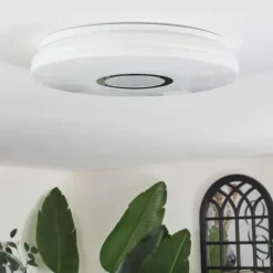 Hafdhem Plafonnier LED Argenté, 1 lumière, Télécommandes