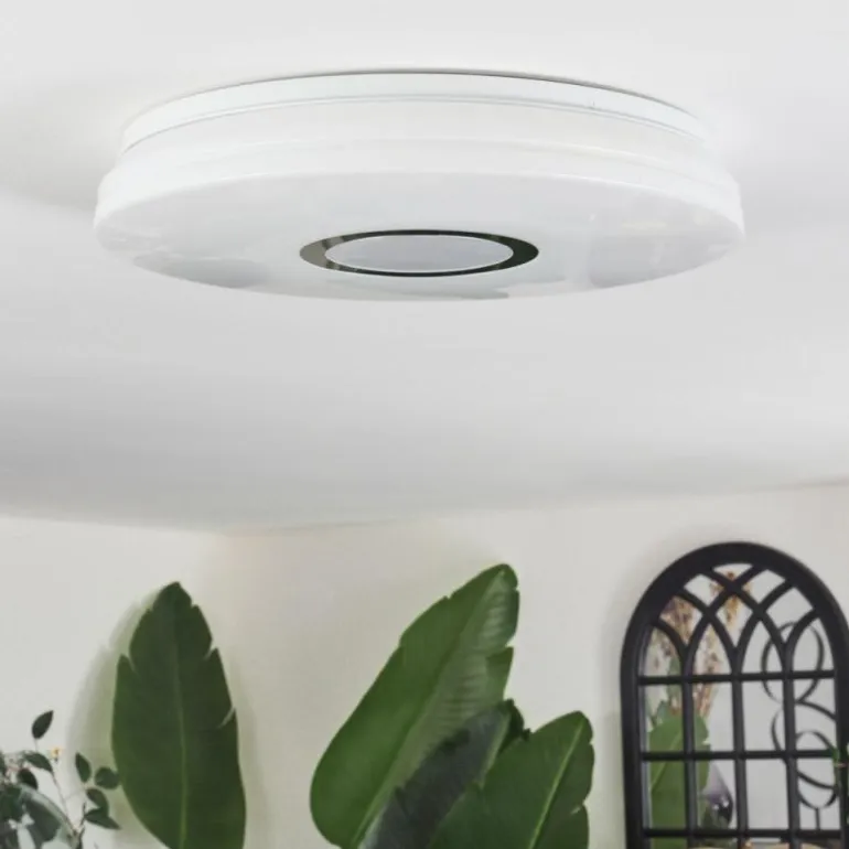 Hafdhem Plafonnier LED Argenté, 1 lumière, Télécommandes