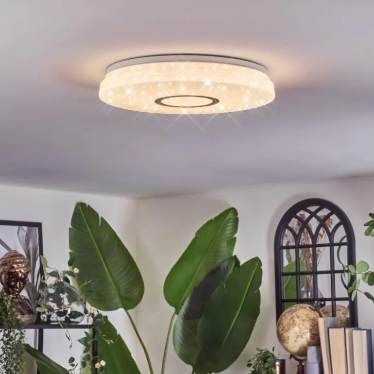 Hafdhem Plafonnier LED Argenté, 1 lumière, Télécommandes