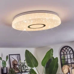 Hafdhem Plafonnier LED Argenté, 1 lumière, Télécommandes