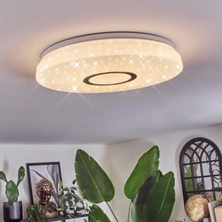 Hafdhem Plafonnier LED Argenté, 1 lumière, Télécommandes