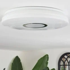 Hafdhem Plafonnier LED Argenté, 1 lumière, Télécommandes