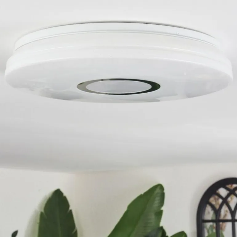 Hafdhem Plafonnier LED Argenté, 1 lumière, Télécommandes