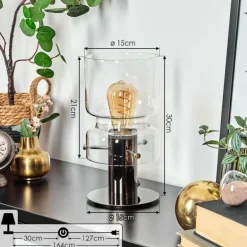 Hasvik Lampe de bureau, Lampe à poser, Liseuse Chrome, Noir, 1 lumière