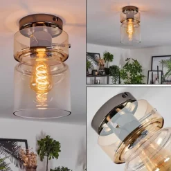 Hasvik Plafonnier, Spot de plafond Chrome, Fumée, 1 lumière