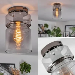 Hasvik Plafonnier, Spot de plafond Chrome, Fumée, 1 lumière