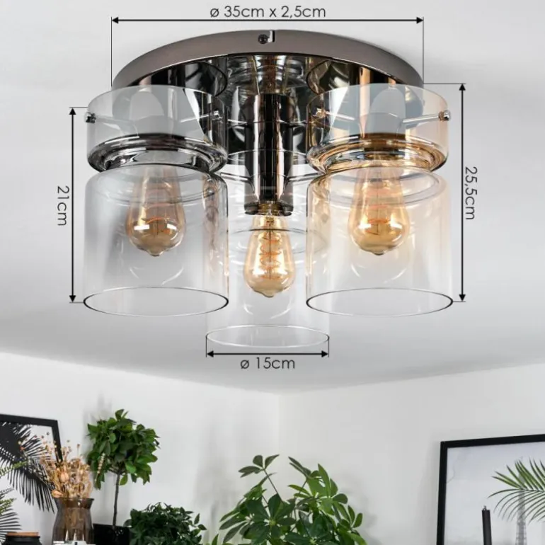 Hasvik Plafonnier, Spot de plafond Chrome, Noir, 3 lumières