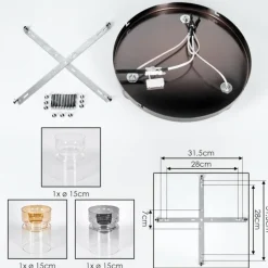 Hasvik Plafonnier, Spot de plafond Chrome, Noir, 3 lumières