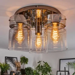 Hasvik Plafonnier, Spot de plafond Chrome, Noir, 3 lumières