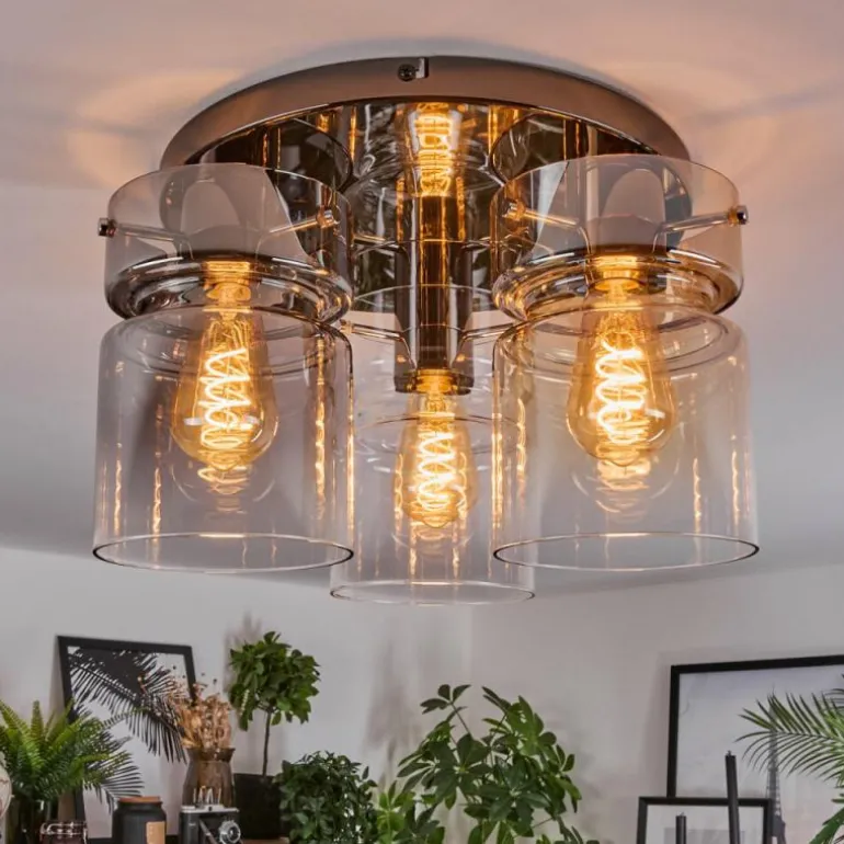 Hasvik Plafonnier, Spot de plafond Chrome, Noir, 3 lumières