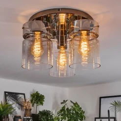 Hasvik Plafonnier, Spot de plafond Chrome, Noir, 3 lumières