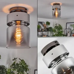 Hasvik Plafonnier, Spot de plafond Chrome, Fumée, 1 lumière