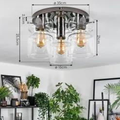 Hasvik Plafonnier, Spot de plafond Chrome, Noir, 3 lumières